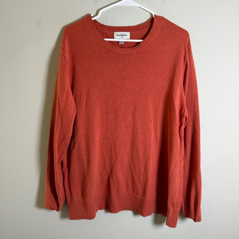 Goodfellow & Co Rust Orange 100% Cotton Crewneck Sweater Large Pullover‎ Mens